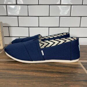 Toms Alpargata Classic Womens Size 9 Shoes Navy Recycled Cotton Canvas Flat NEW